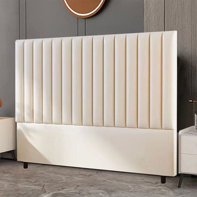 Modern Upholstered Pine Headboard with Leather Upholstery and Wood Legs