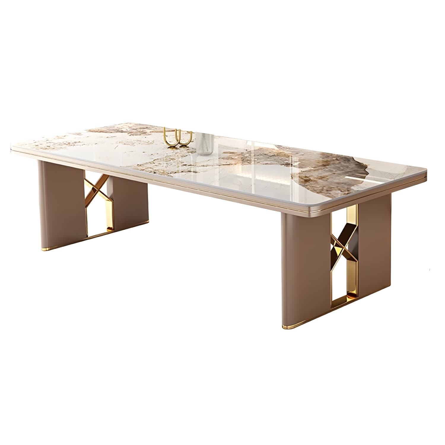 Glamoro 80cm Rectangular Metal Dining Set in Off-White with Gold Base thumbnail 5