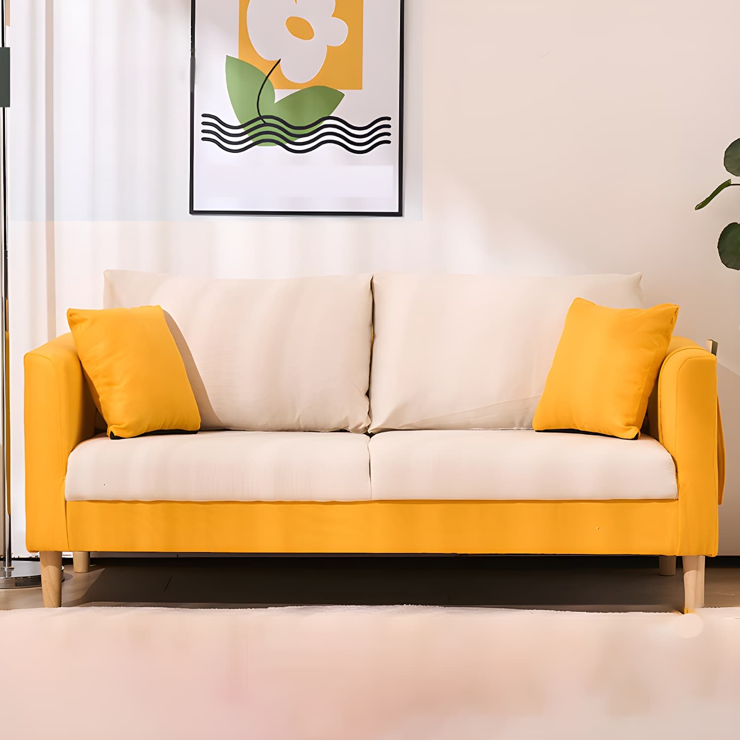 21.25" High Sofa with 2 Pillows Velvet Tuxedo Arm Sofa with Storage thumbnail 14
