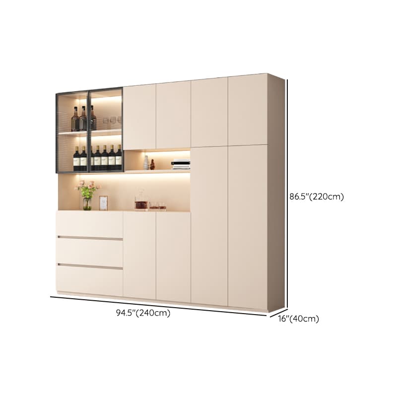 Off-White Contemporary Wood Buffet Sideboard with Cabinets and Shelves thumbnail 26