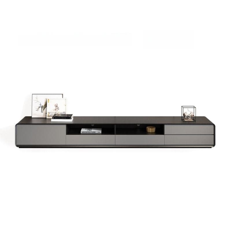 Wooden TV Stand with Shelf, 4 Drawers, Closet, Cable Management, and Open-air Storage