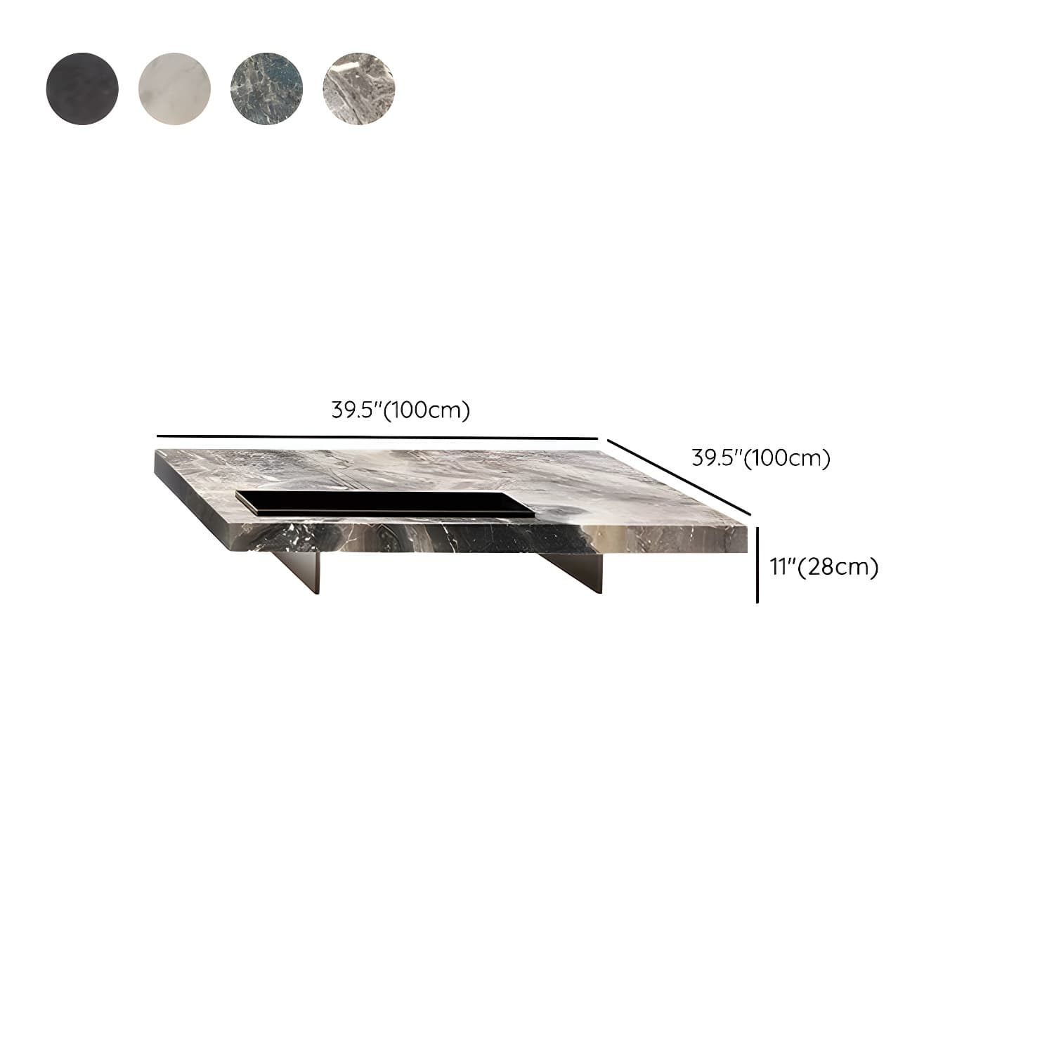 No Distressing Coffee Table Pedestal Faux Marble Square Cocktail Table thumbnail 10