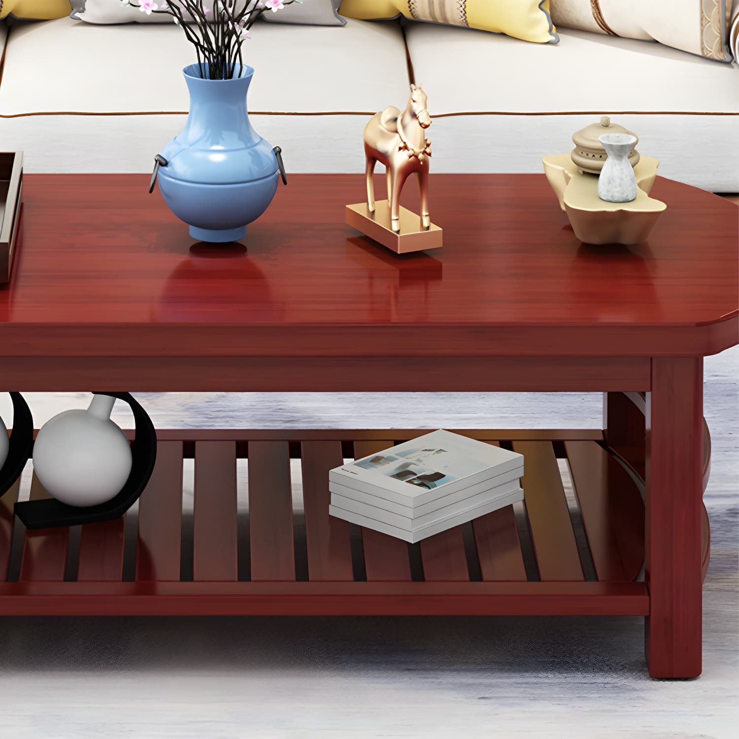 Contemporary Coffee Table Storage Solid Wood Coffee Cocktail Table thumbnail 13