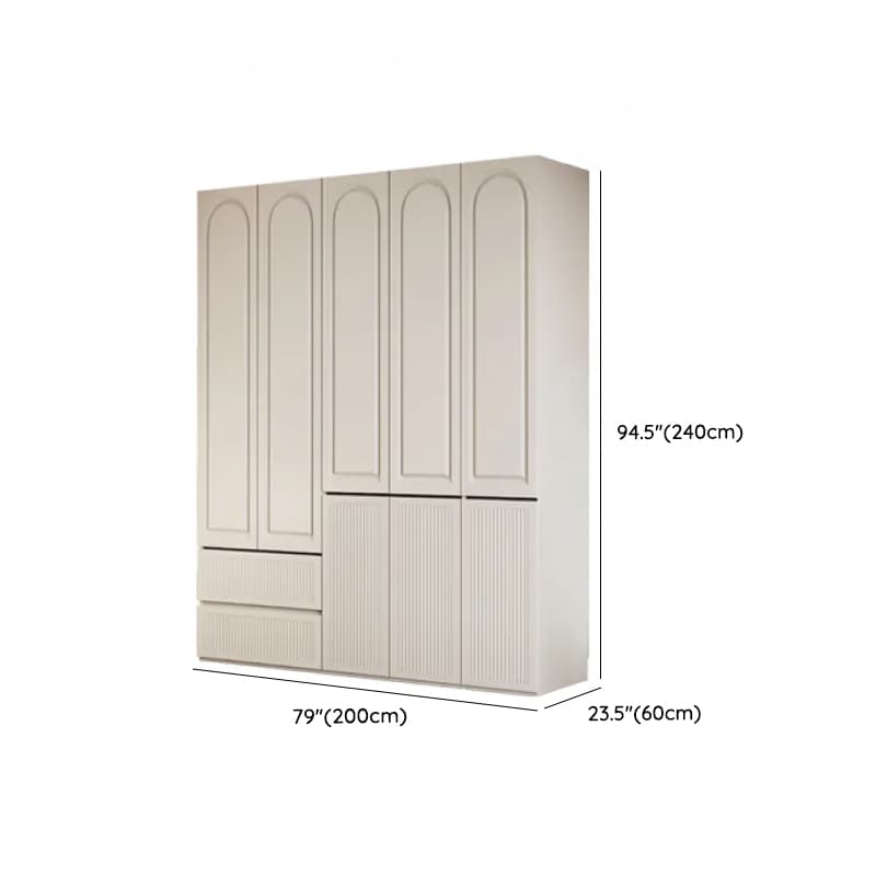 White Minimalist Manufactured Wood Independent Wardrobe Closet with Soft Close Drawer, Soft Close Door, and Interior Shelves thumbnail 23