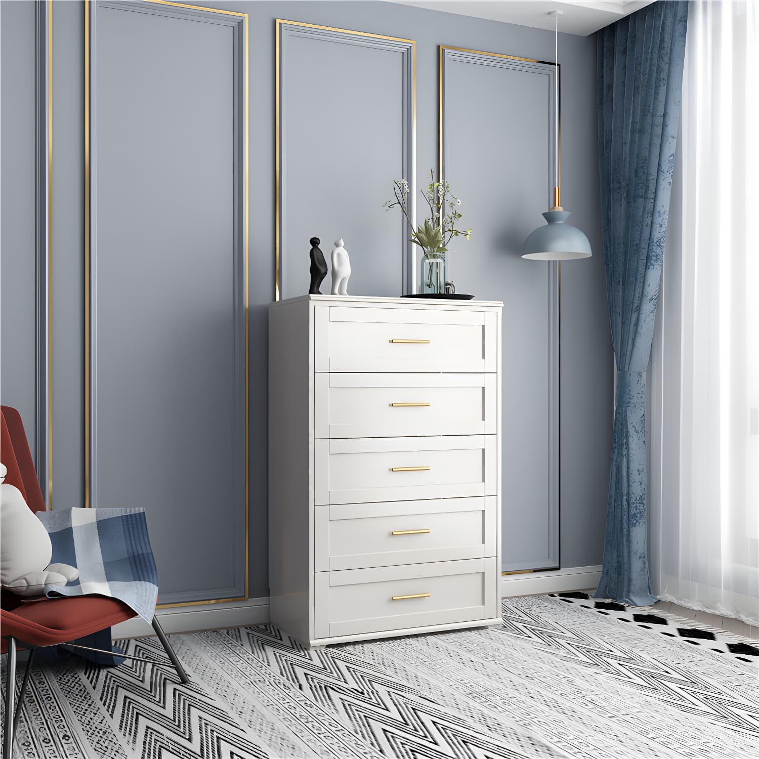 Classic Glam Storage Chest Solid Wood Storage Chest Dresser , 17.55 Inch Width - image 3