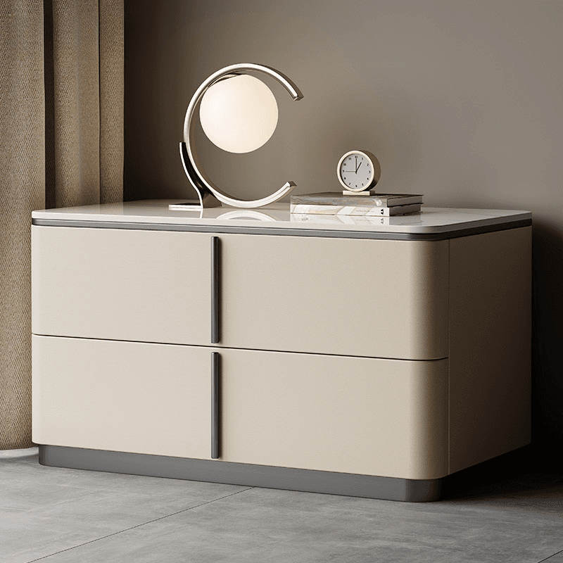 Modish Drawer Storage Bedside Table with 2 Drawers and Sintered Stone Countertop thumbnail 4