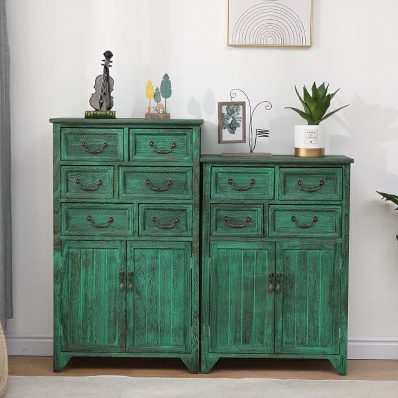 Coastal Style Storage Chest Solid Wood Countertop with Drawers and Doors thumbnail 10