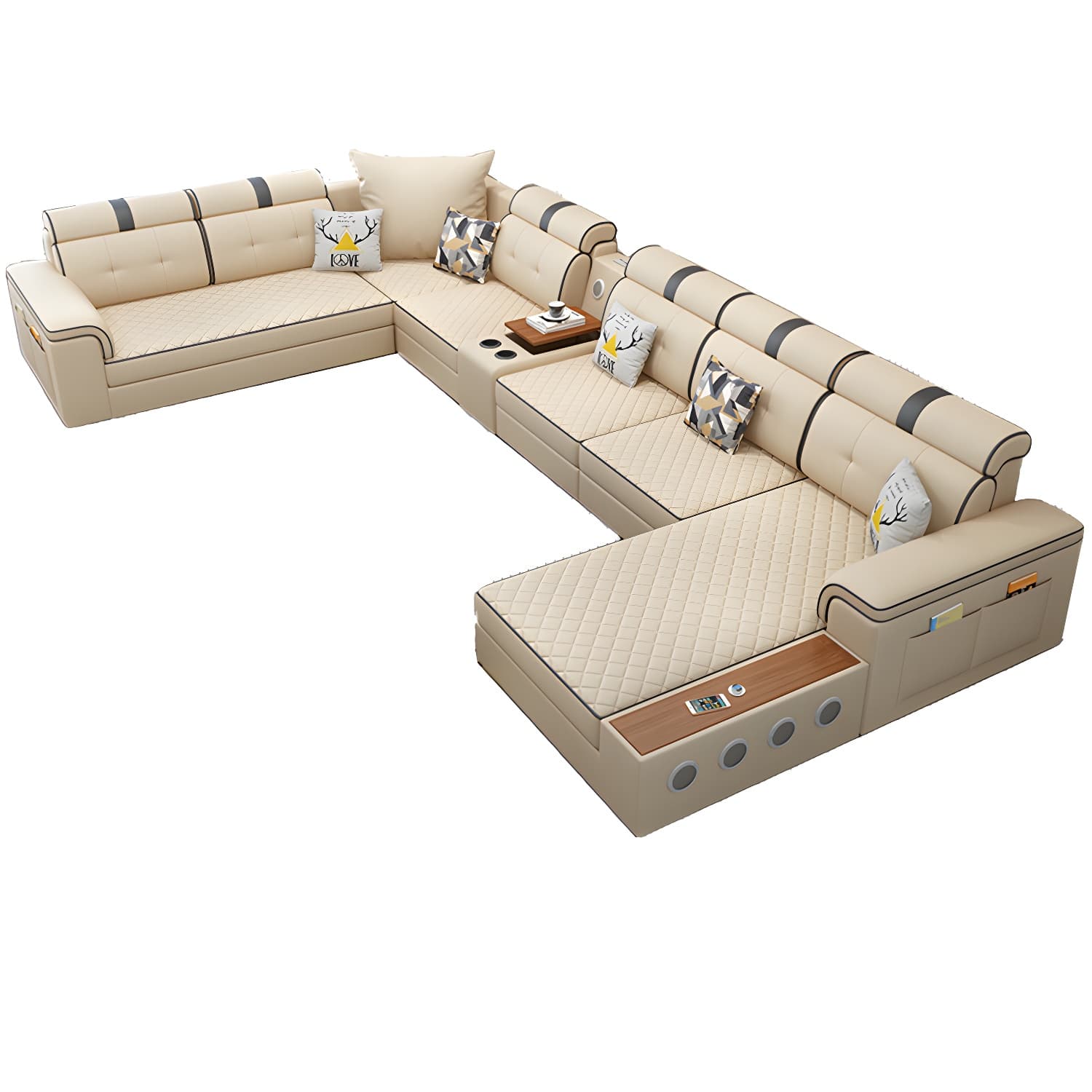 Modern Faux Leather Sofa Stain-Resistant Pillow Top Arm Furniture Sectionals thumbnail 9