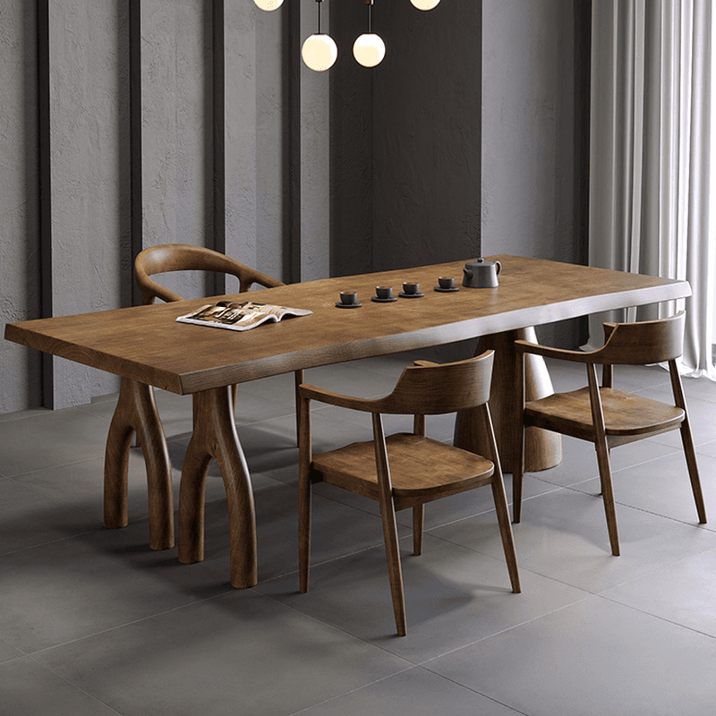 Amber Wood Pine Wood 3-Legged Dining Table Set thumbnail 4