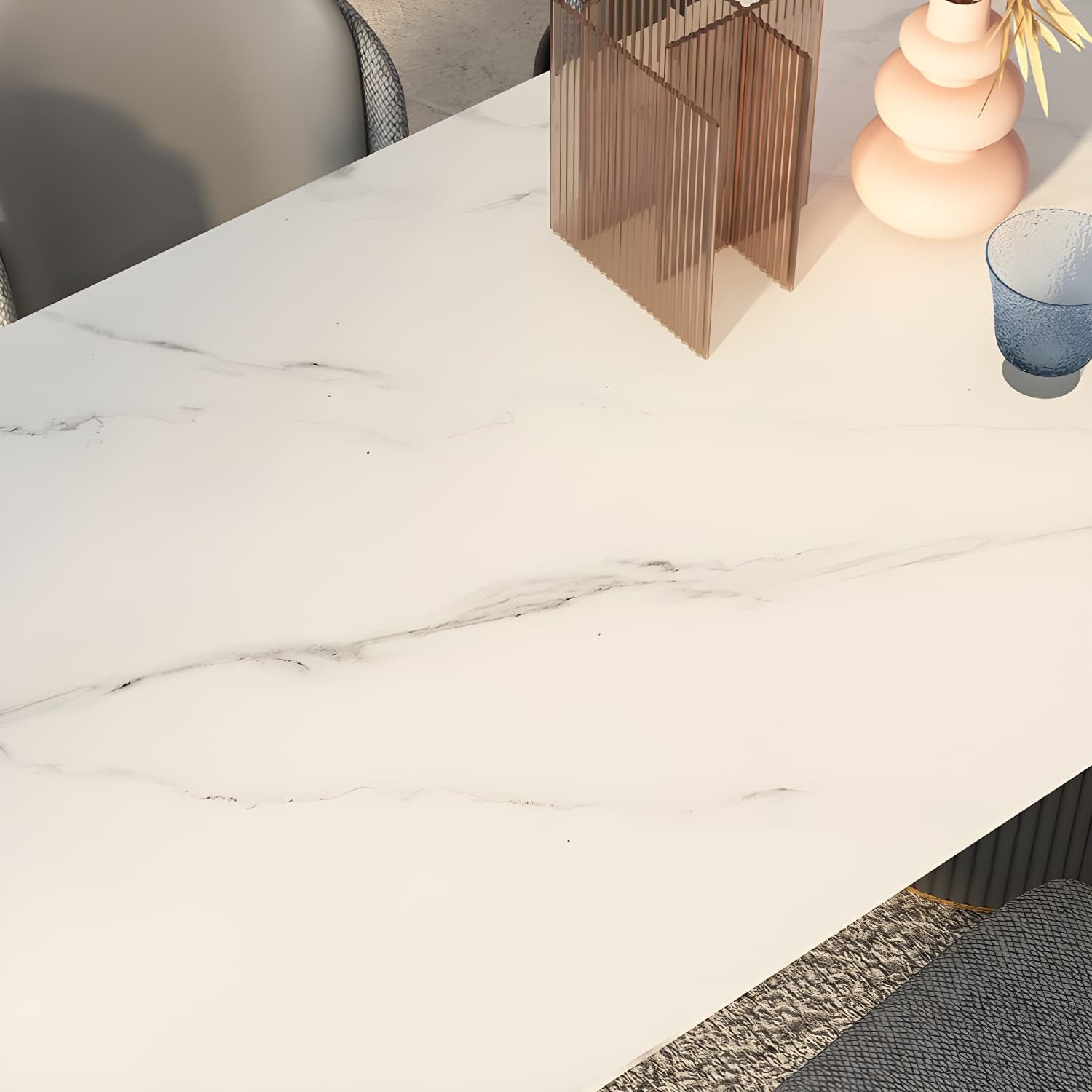Simplicity Style Oval Dining Table Imitation Marble Home Furniture thumbnail 8