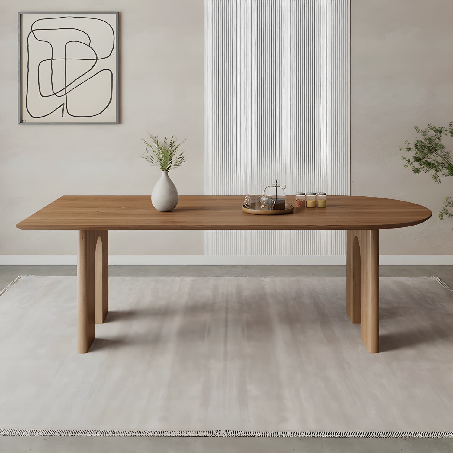 Scandinavian Wooden Oval Dining Table in Natural and Brown for Dining Room thumbnail 15