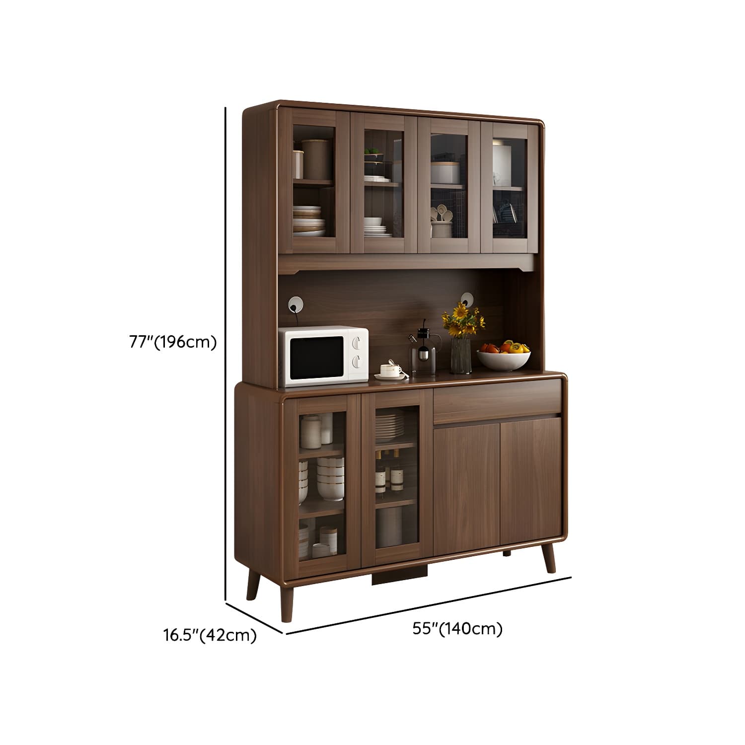 Modern Brown Wood Sideboard with Cabinets and Drawers - Stylish and Functional Buffet for Storage thumbnail 19