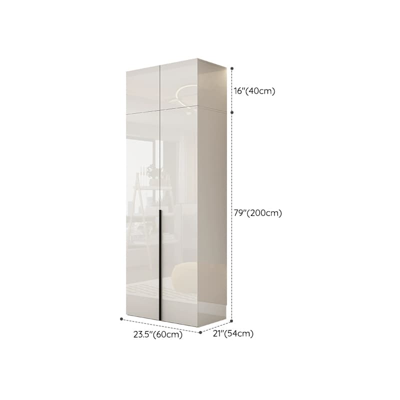 Solid Wood White Wardrobe Armoire with Drawers, Clothing Rod, and Shelves thumbnail 19