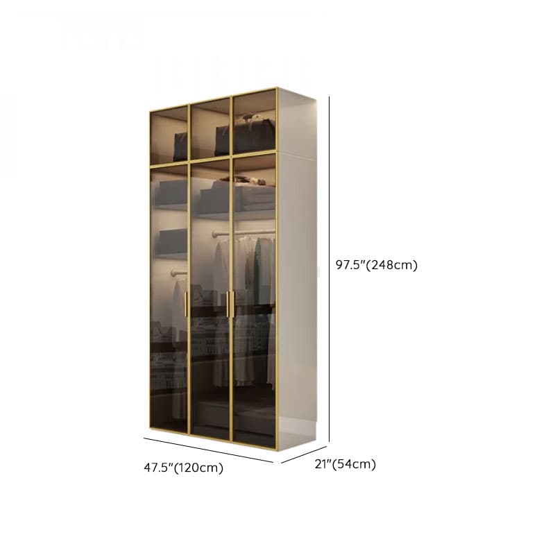 White Trendy Reclaimed Wood Almirah with Soft Close Drawer, Interior Shelves, and Hanging Rod thumbnail 23
