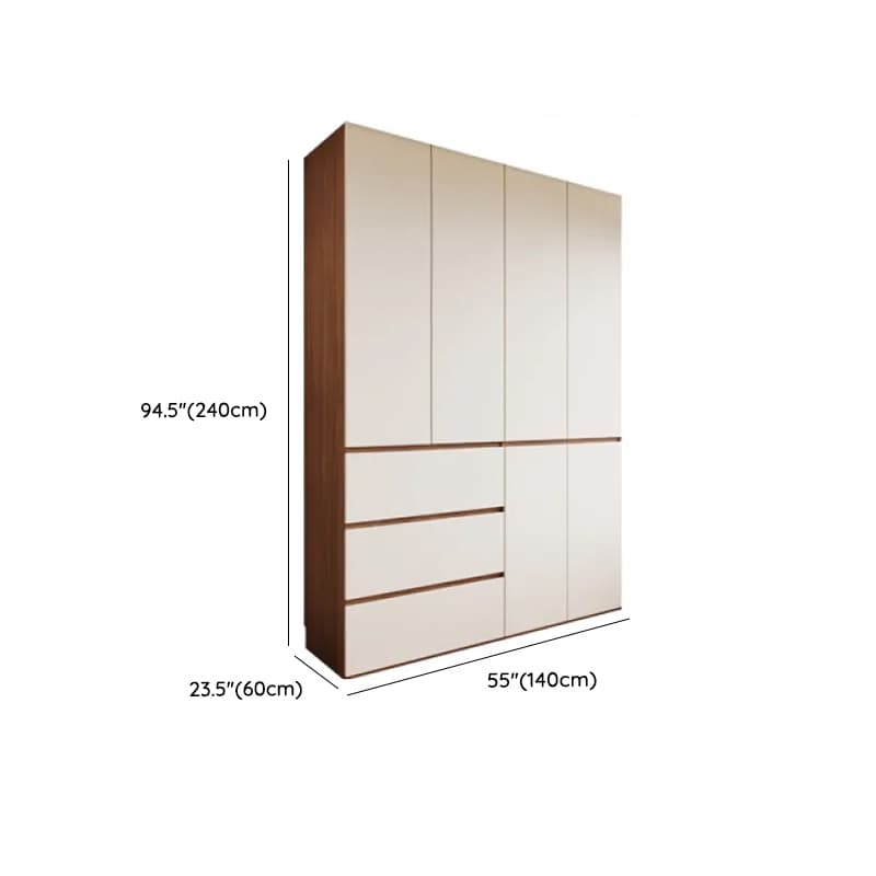 White Minimalist Manufactured Wood Independent Wardrobe Closet with Soft Close Drawer, Soft Close Door, and Interior Shelves thumbnail 12