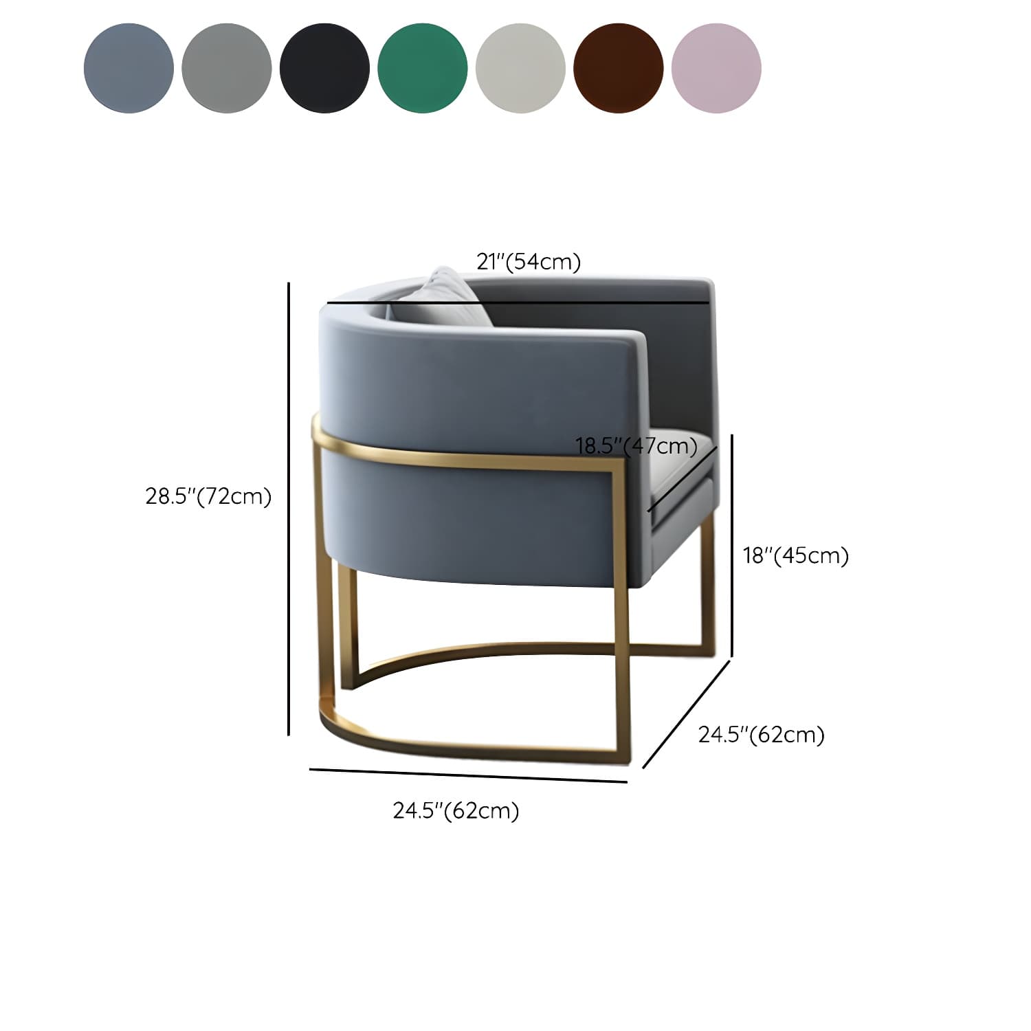 Parsons Arm Chair Leather Indoor Dining Chair with Gold Frame thumbnail 15