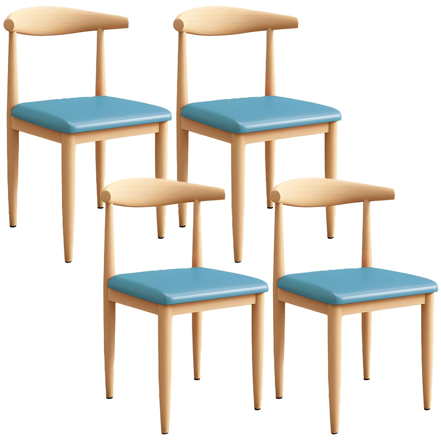 Modern Kitchen Dining Chairs Open Back Dining Chair with Metal Base thumbnail 4