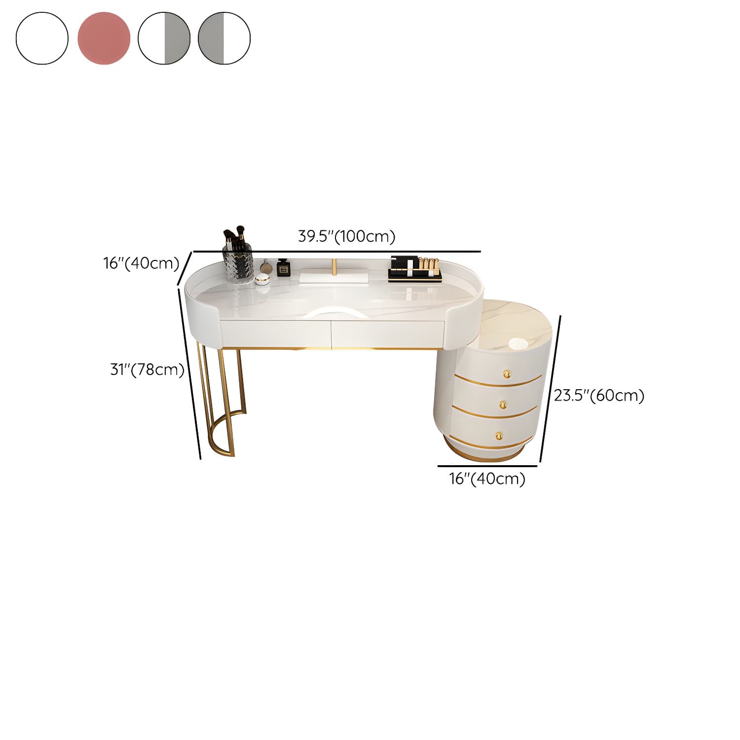 Glam Dressing Table Storage Box with Makeup with Drawers for Bedroom thumbnail 18