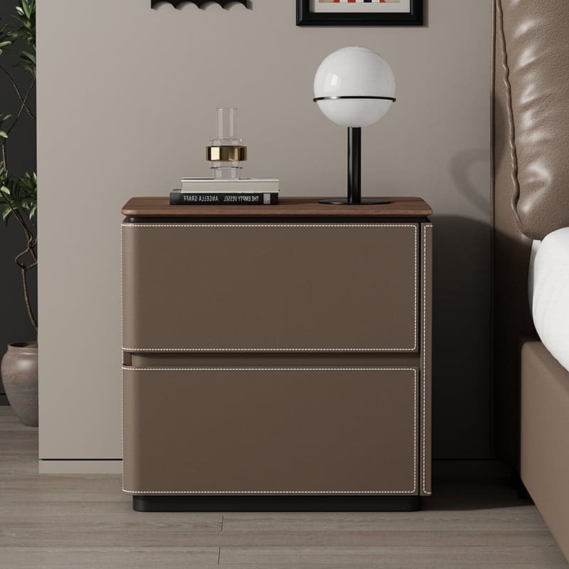 Organic Modern Nightstand With Drawer Organization featuring 2 Drawers and Composite Wood Countertop thumbnail 2