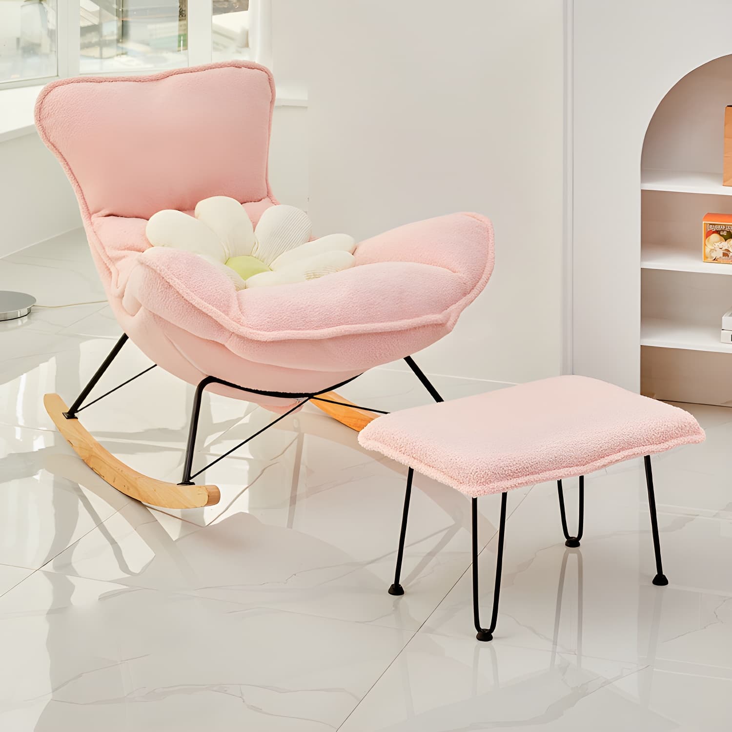 Modern Leather Rocking Chair Removable Cushions Rocker Chair for Drawing Room thumbnail 11