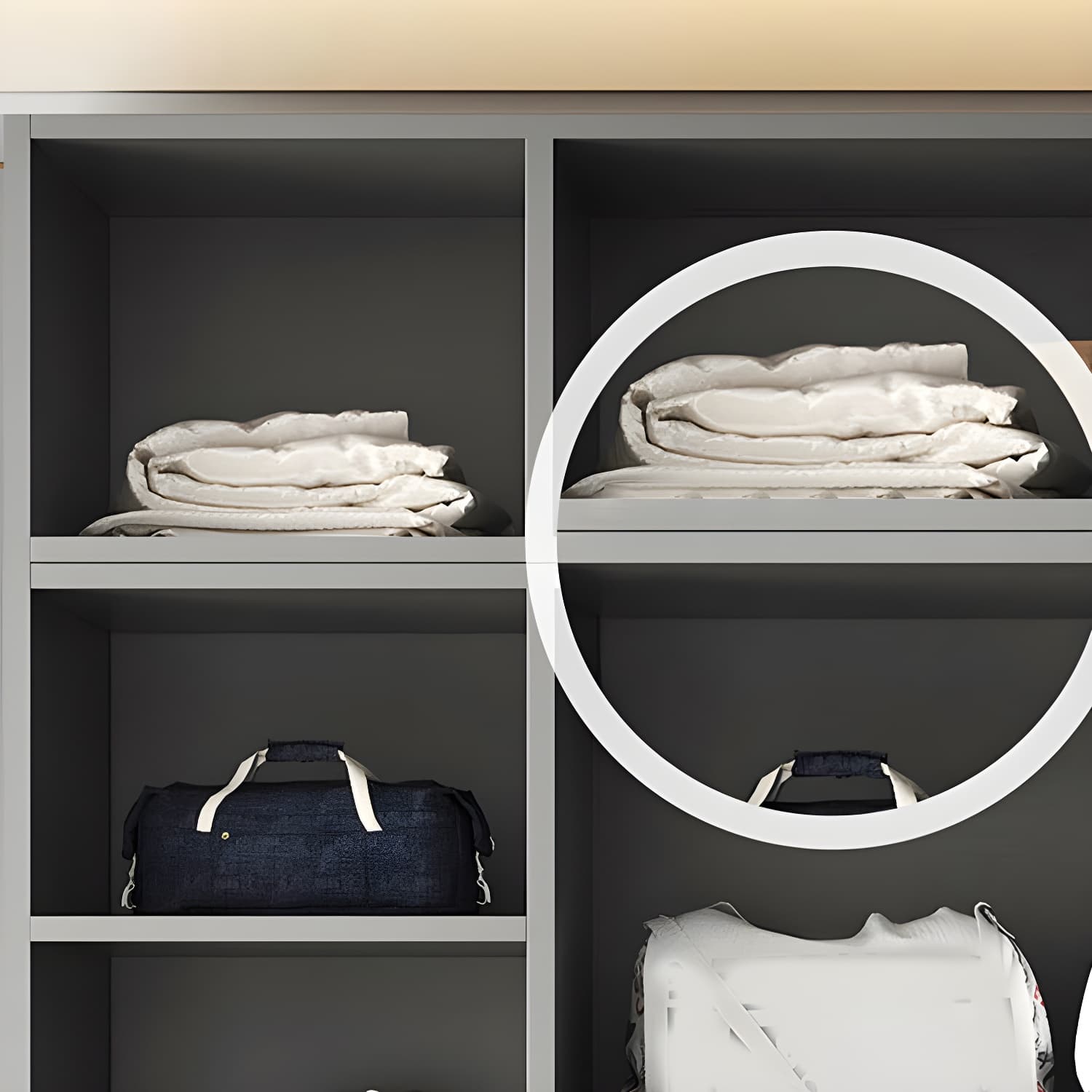 Modern Light Gray Wardrobe Closet Timber Soft Close Drawer Soft Close Door Interior Shelves thumbnail 3