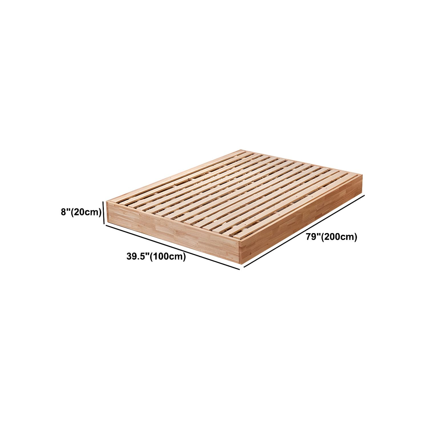 Natural Wood Platform Bed Frame Nordic 7.87-In High Wire-Grid Bed Frame thumbnail 12