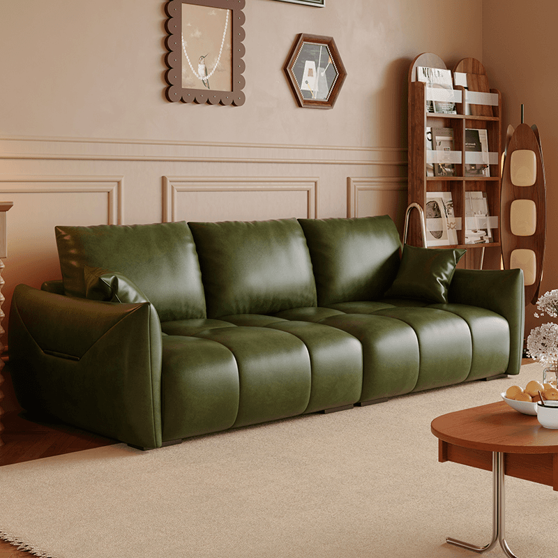 Modern Solid Color Scratch-defiant Standard Sofa in Light Gray/Emerald Green/Auburn, 3-seater with 2 Pillows thumbnail 8