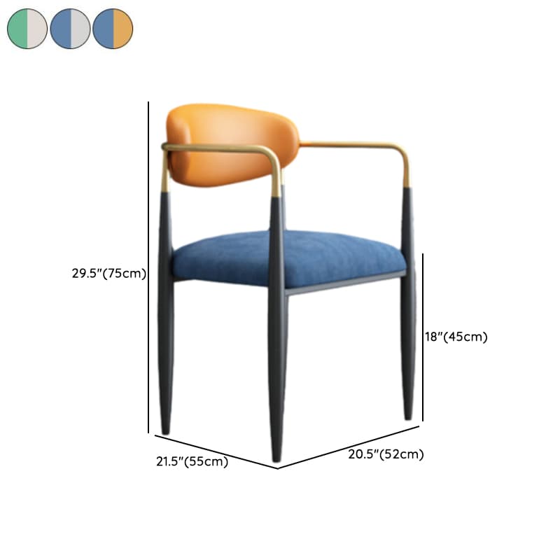 Faux Leather/Velour Upholstered Arm Chair with Arms and Black Legs in a Casual Style thumbnail 17