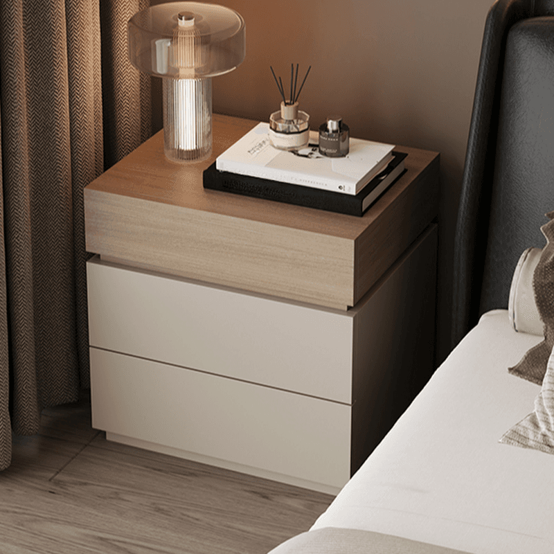Organic Modern Nightstand With Drawer Organization Featuring 3 Drawers and Particle Board Wood Countertop thumbnail 9