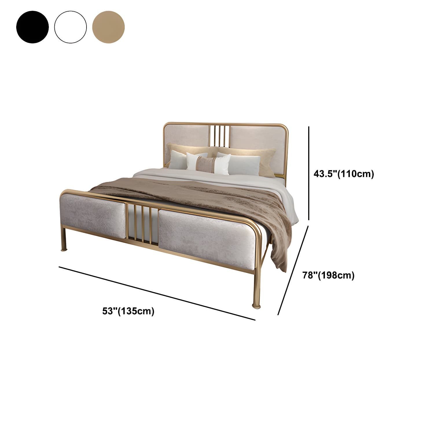 Glam Metallic Open-Frame Bed with Fabric Upholstered Headboard thumbnail 13