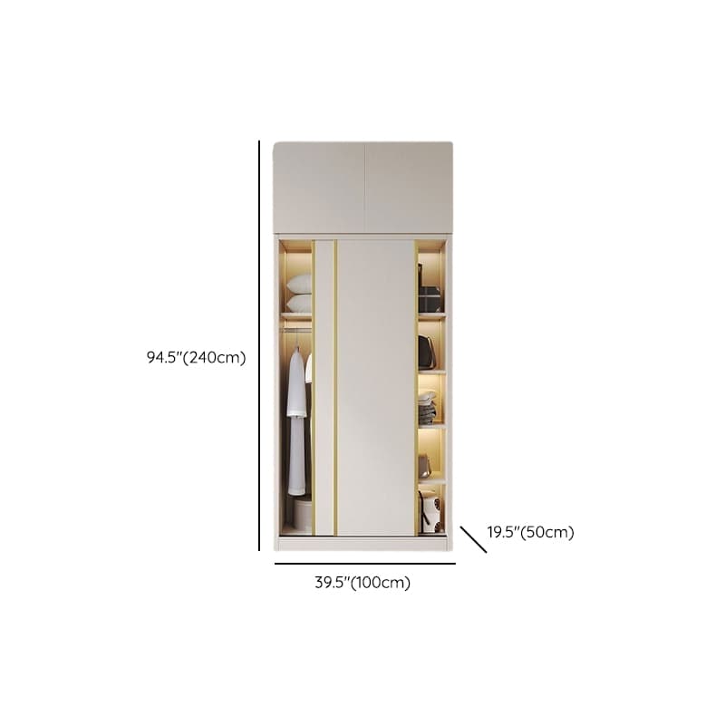 Attractive Modern White Wardrobe Armoire with Clothing Rod & Shelves thumbnail 23