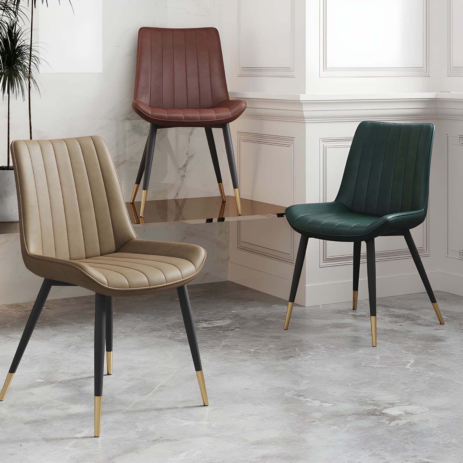 Scandinavian Study Room Leather Side Chair Matte Finish Parsons Dining Chairs thumbnail 9