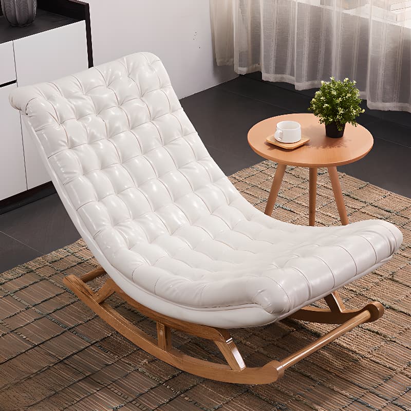 Stationary Ergonomic Rocking Chair with Rear & Ottoman, Green/Yellow/Coffee thumbnail 10