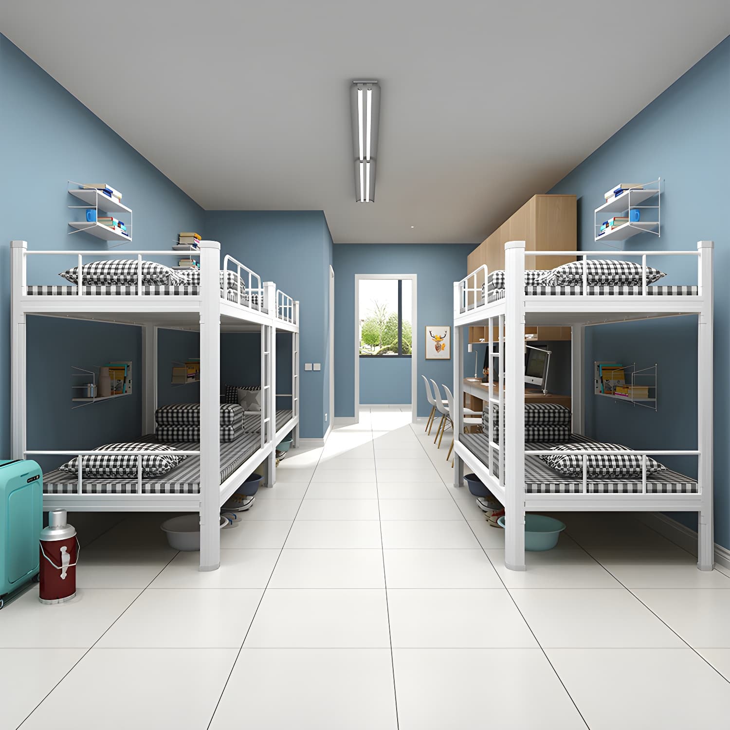 Modern Bunk Bed Dormitory Bedroom Metal Bed Frame with With Headboard and Footboard thumbnail 12