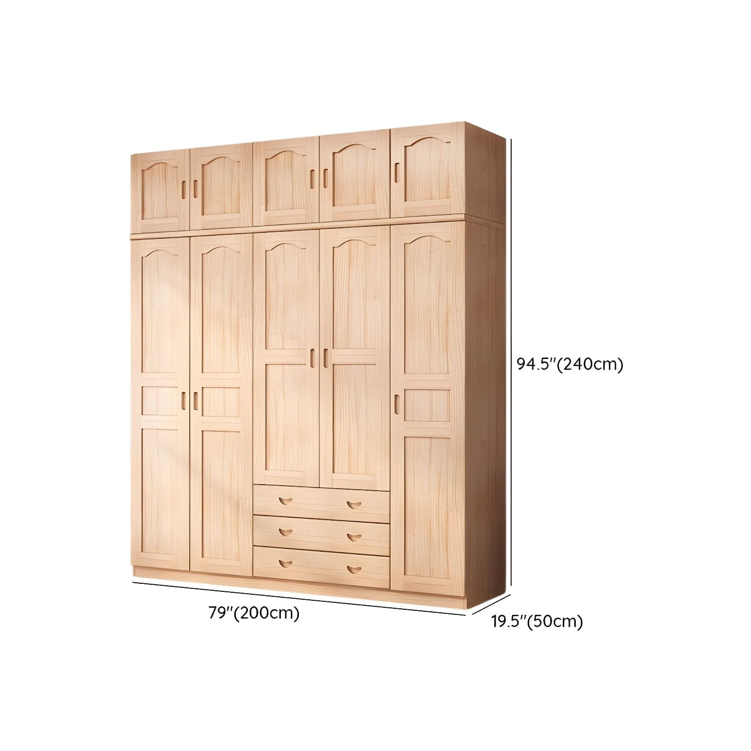 Scandinavian Natural Wood Wardrobe Armoire - 50cm Width - Drawers Included - image 22