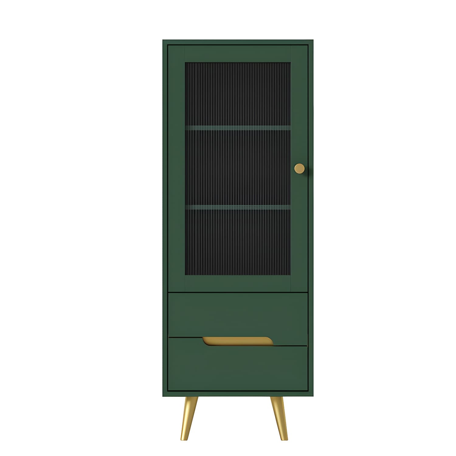 Modern Wooden Accent Cabinet with 2 Drawers and Glass Door Cabinet thumbnail 8