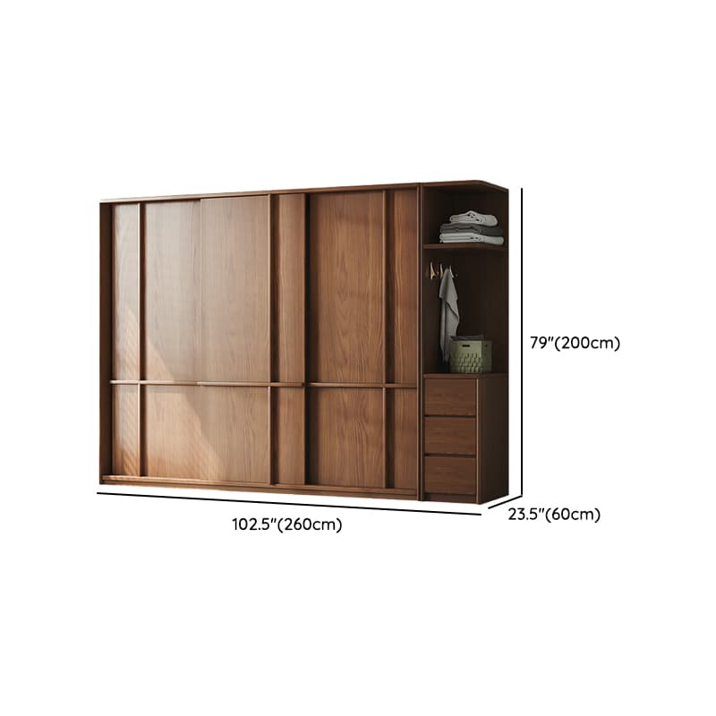 Stylish Coffee Modern Lumber Standalone Armoire Cabinet with Soft Close Drawers and Doors, Interior Shelves thumbnail 27