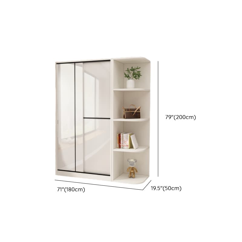 Chalk Modern Timber Self-supporting Wardrobe with Soft Close Door and Clothing Rod, Slipping Mechanism thumbnail 27