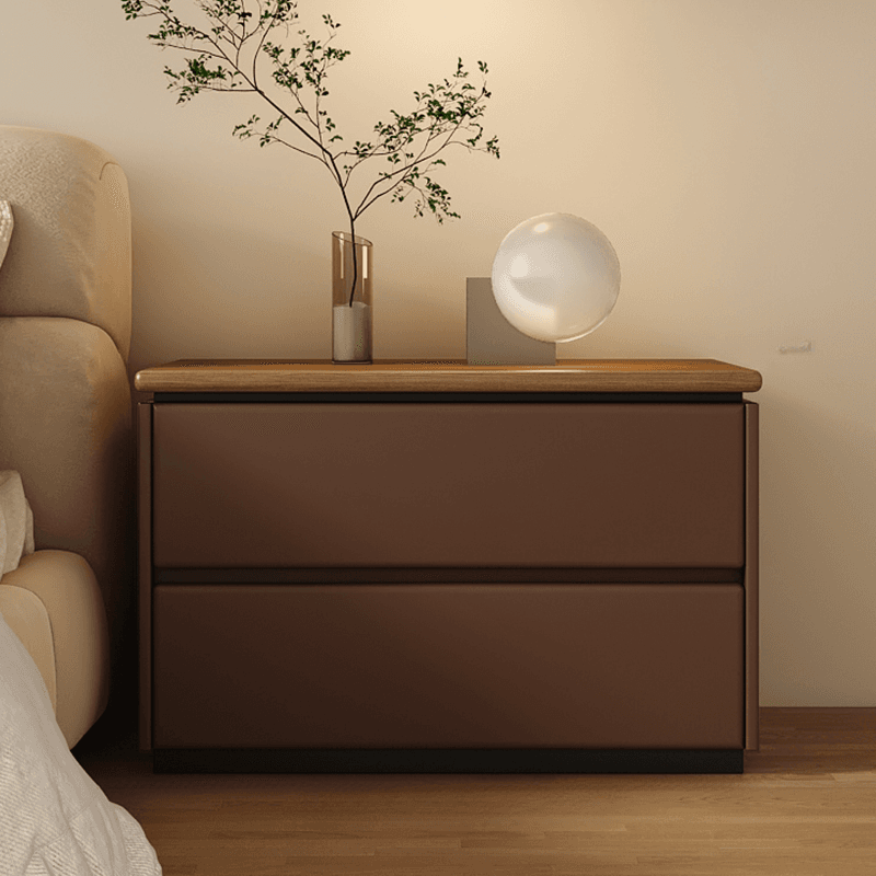 Modish 2 Tiers Drawer Storage Bedside Table with Laminate Countertop thumbnail 2