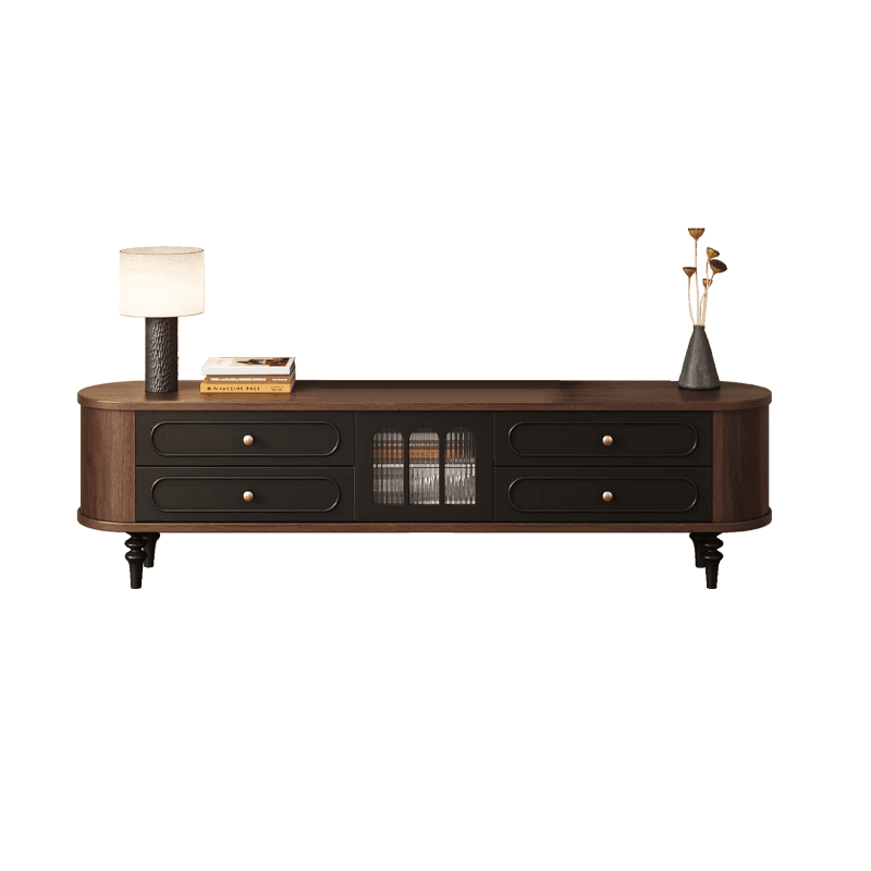 Modern Real Wood TV Stand with Shelf, 4 Drawers, Hutch, and Door thumbnail 3