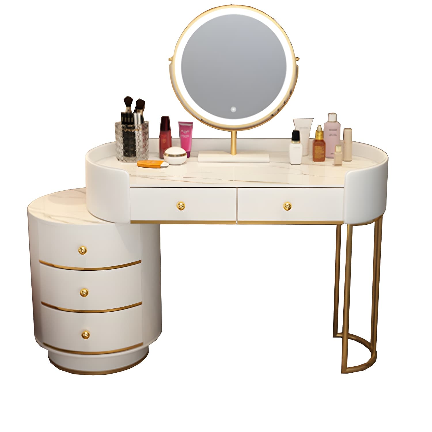 Lighted Mirror Makeup Counter Bedroom Makeup Vanity Desk Table with Drawer thumbnail 14