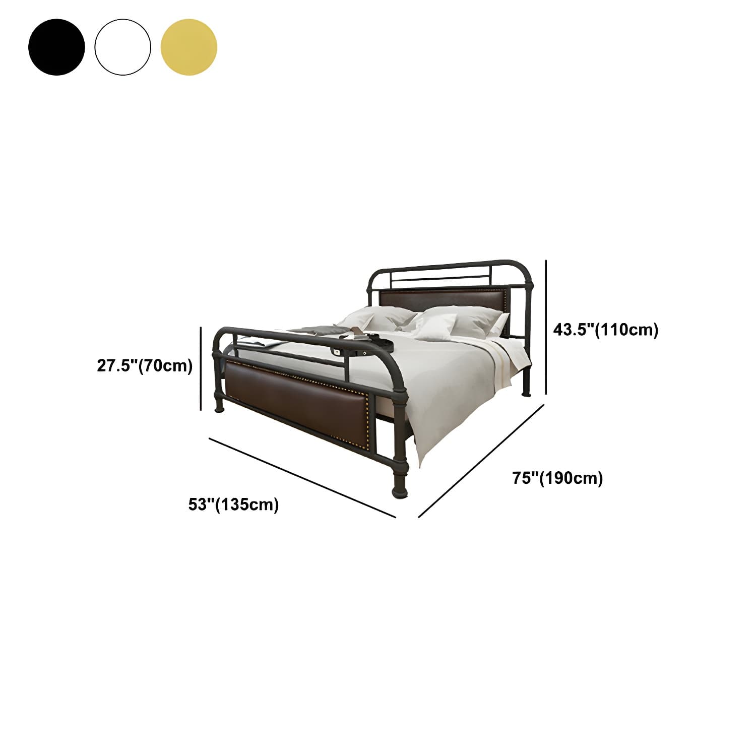 Industrial Nailhead Upholstered Bed Frame Metal 43.3" Tall Bed thumbnail 13