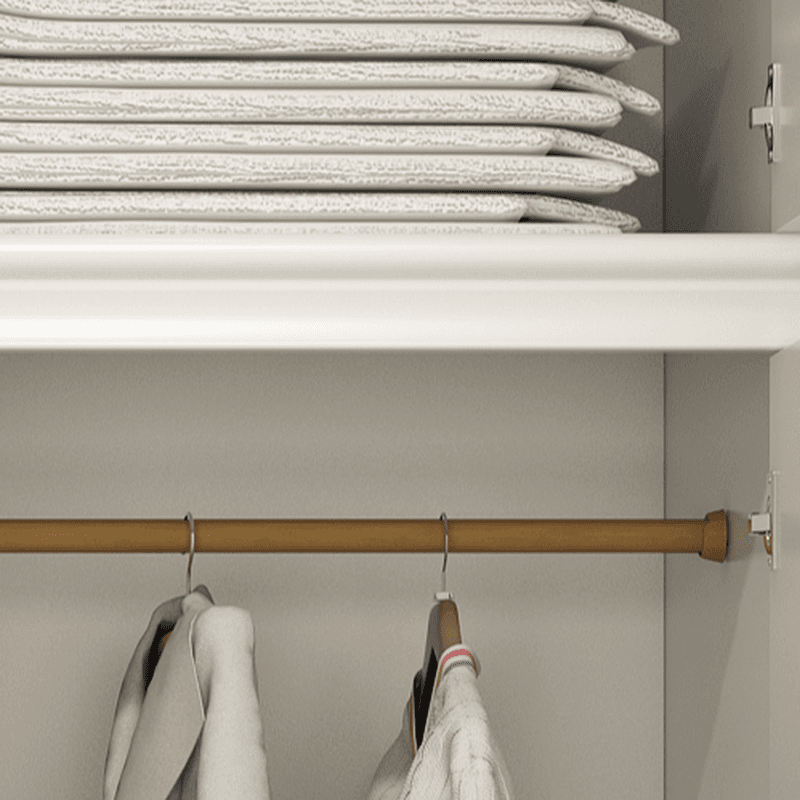 White Minimalist Lumber Wardrobe Closet with Soft Close Drawer, Soft Close Door, Interior Shelves, and Clothing Rod thumbnail 6