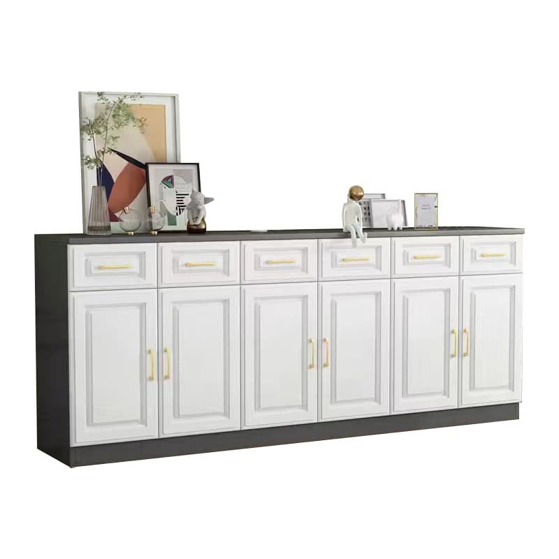 Detached Narrow/Standard Sideboard in Slab for Sitting Room with Pantry Hutch, 1 Shelf, 4 Doors/3 Doors/2 Doors and 4 Drawers/3 Drawers/2 Drawers in a Trendy Style thumbnail 6