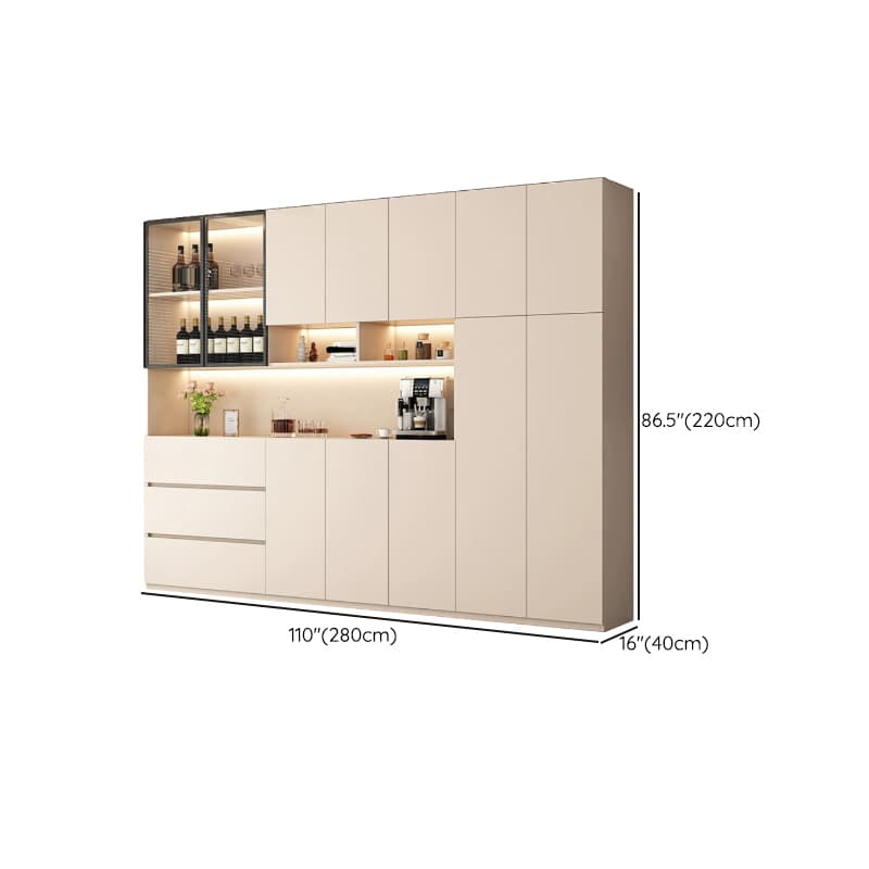 Off-White Contemporary Wood Buffet Sideboard with Cabinets and Shelves thumbnail 29