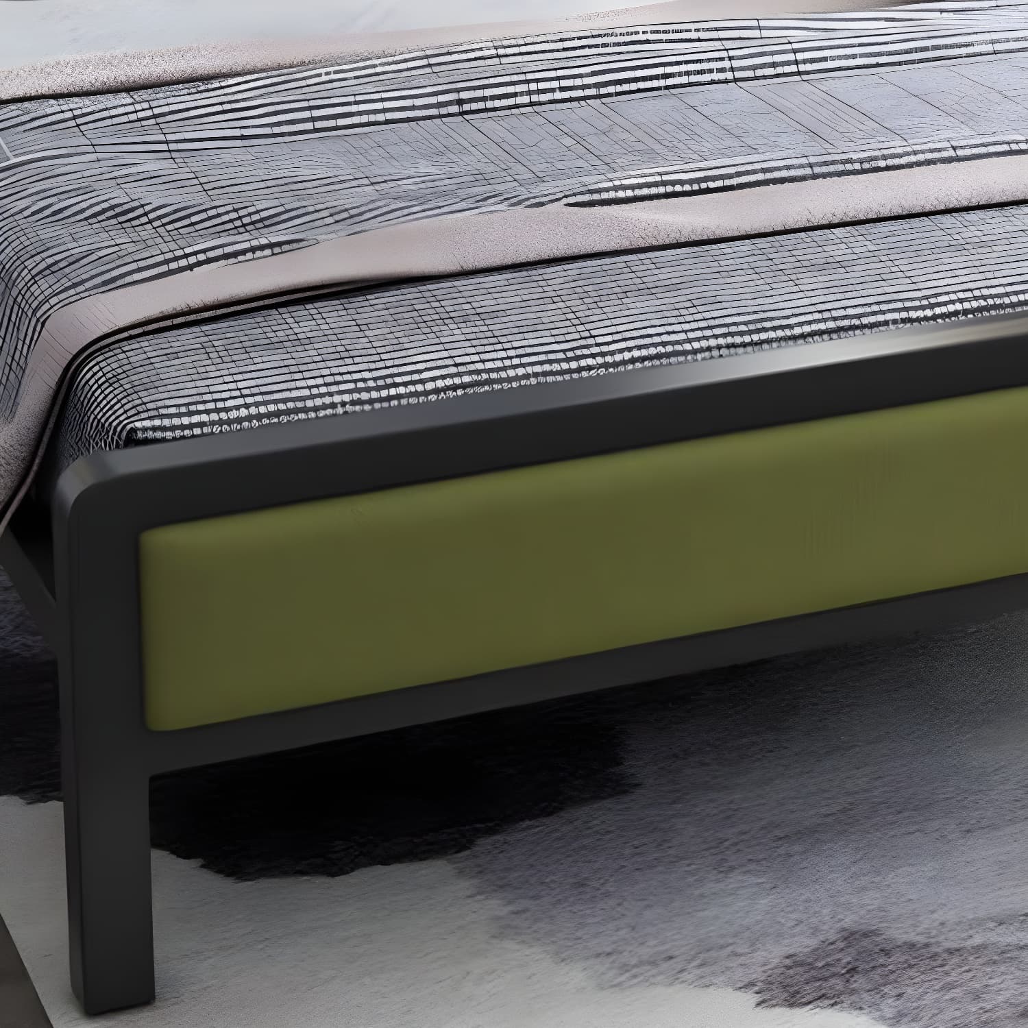 Contemporary Metal Standard Bed, Panel Rectangular Headboard Bed thumbnail 8