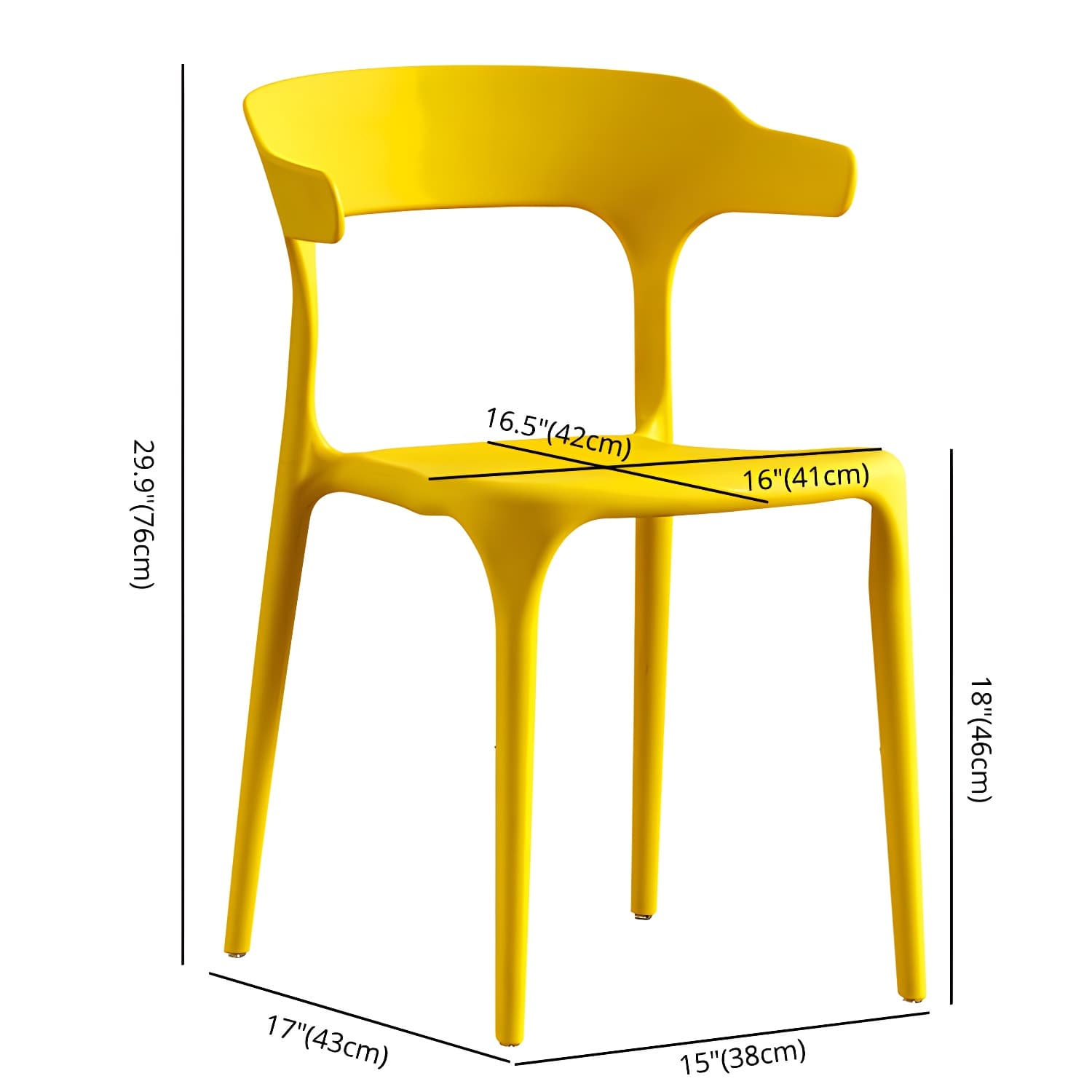 Home Modern Side Chair Stackable Open Back Plastic Dining Room Chair Set thumbnail 19