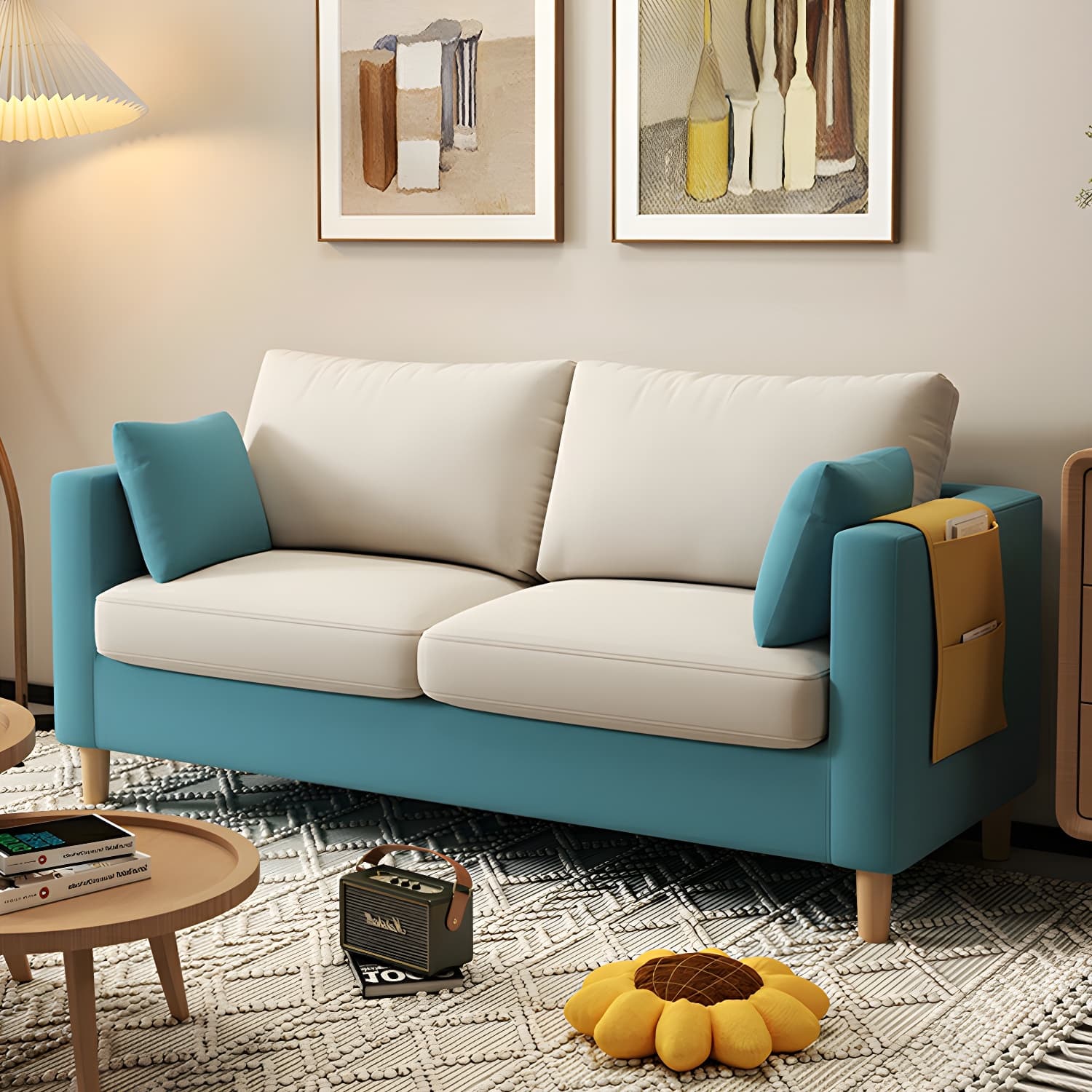 Contemporary Square Arm Loveseat with Machine Washable Cover and Pillows thumbnail 16