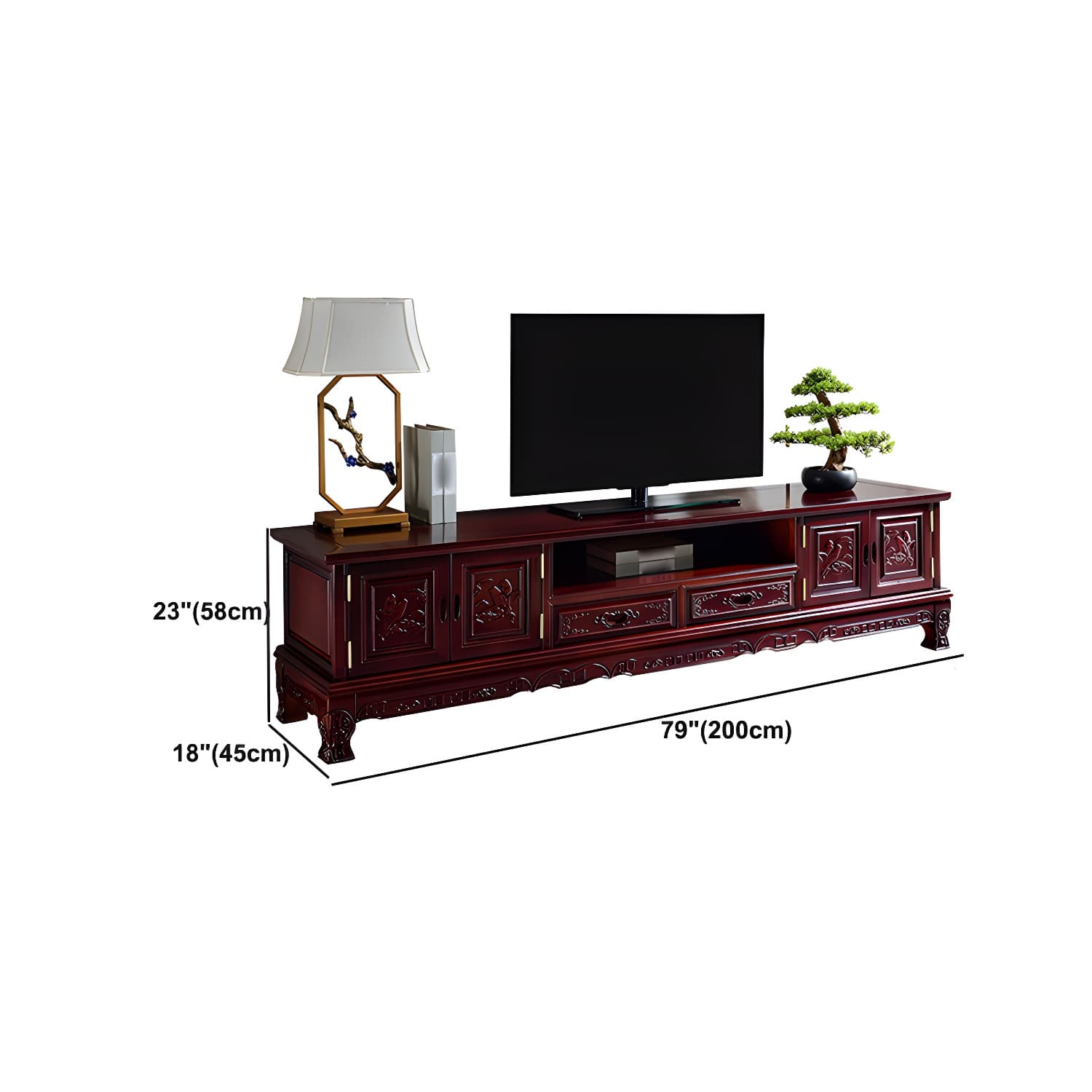 Wooden TV Cabinet Classical Storage TV Stand for Living Room thumbnail 10
