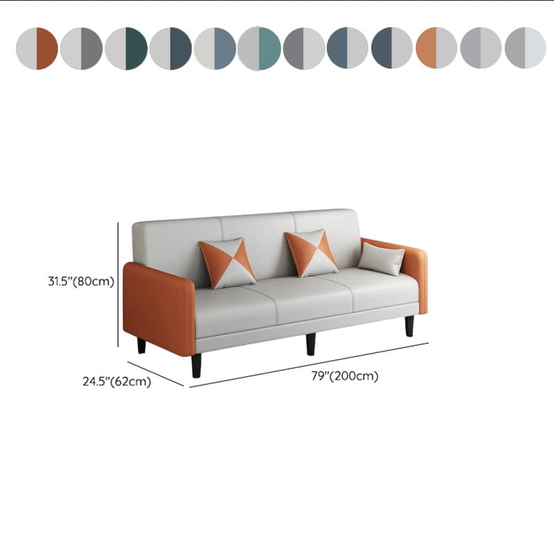 Convertible Sofa in Gray/Cerulean/Off-White with Armrest and 3 Pillows thumbnail 30